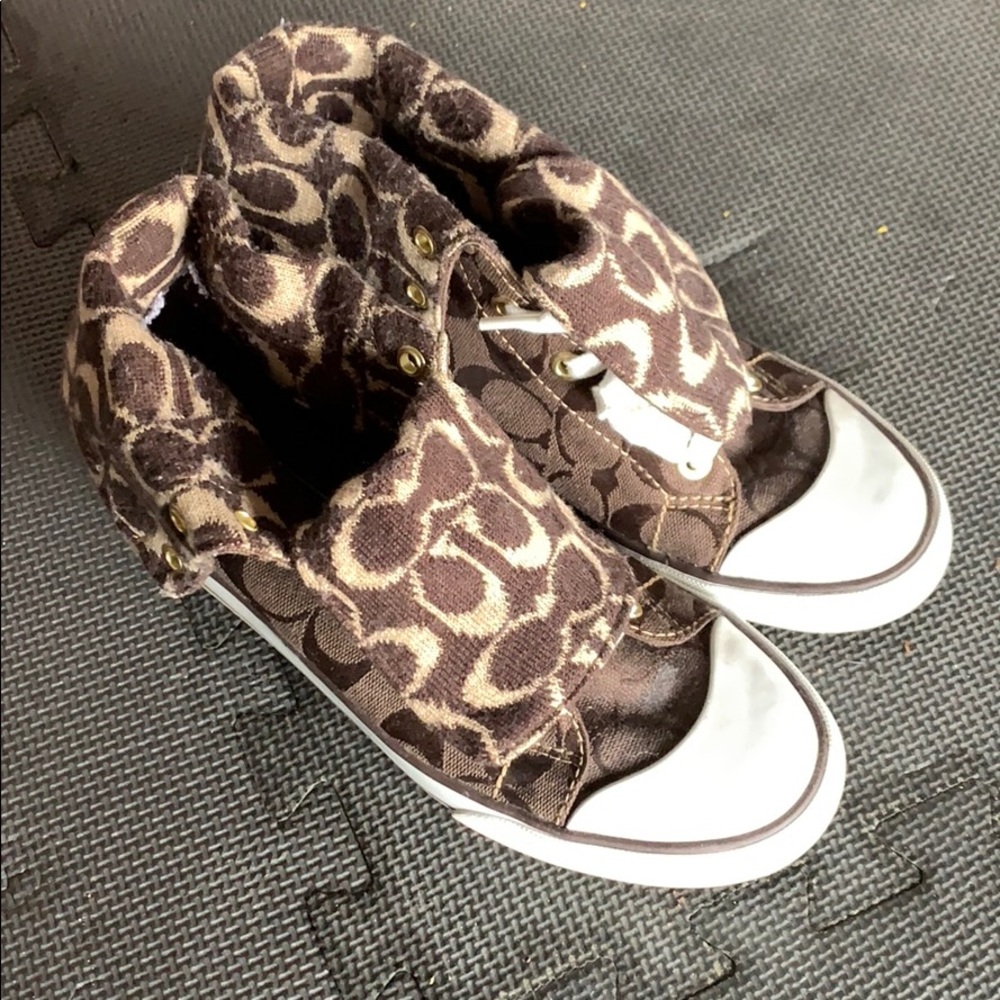Brown High Top Coach Sneakers Size 6